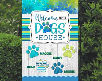 Dog Paw Print Personalized Garden Flag, Rescue Dog Garden Flag, Yard Decor, Pet Yard Decor, Custom Garden Flag, Dog Lover Gift, Dog Mom