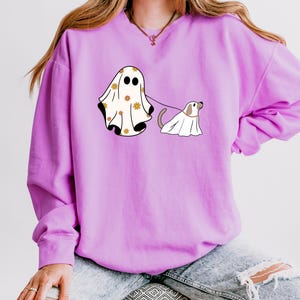 Сute Ghost Dog Shirt, Comfort Colors® Dog Lovers Halloween Gift, Halloween Dog Shirt, Spooky Season, Womens Halloween Shirt, Fall Sweatshirt image 4