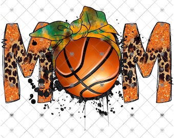 Basketball Mom Leopard Sublimation Transfer, Printed, Ready to Use, Basketball Sublimation Design Transfer, Sublimation Image, Sports Mama