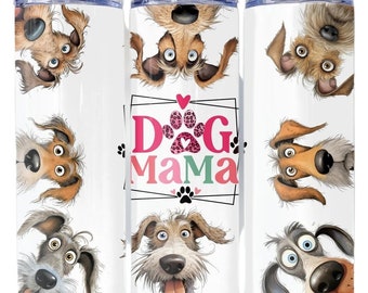 Dog Mama Paw Print Tumbler Sublimation Wrap - Ready to Press Sublimation Transfer - 20 oz Straight Tumbler, Dog Mom Paw Prints Transfer