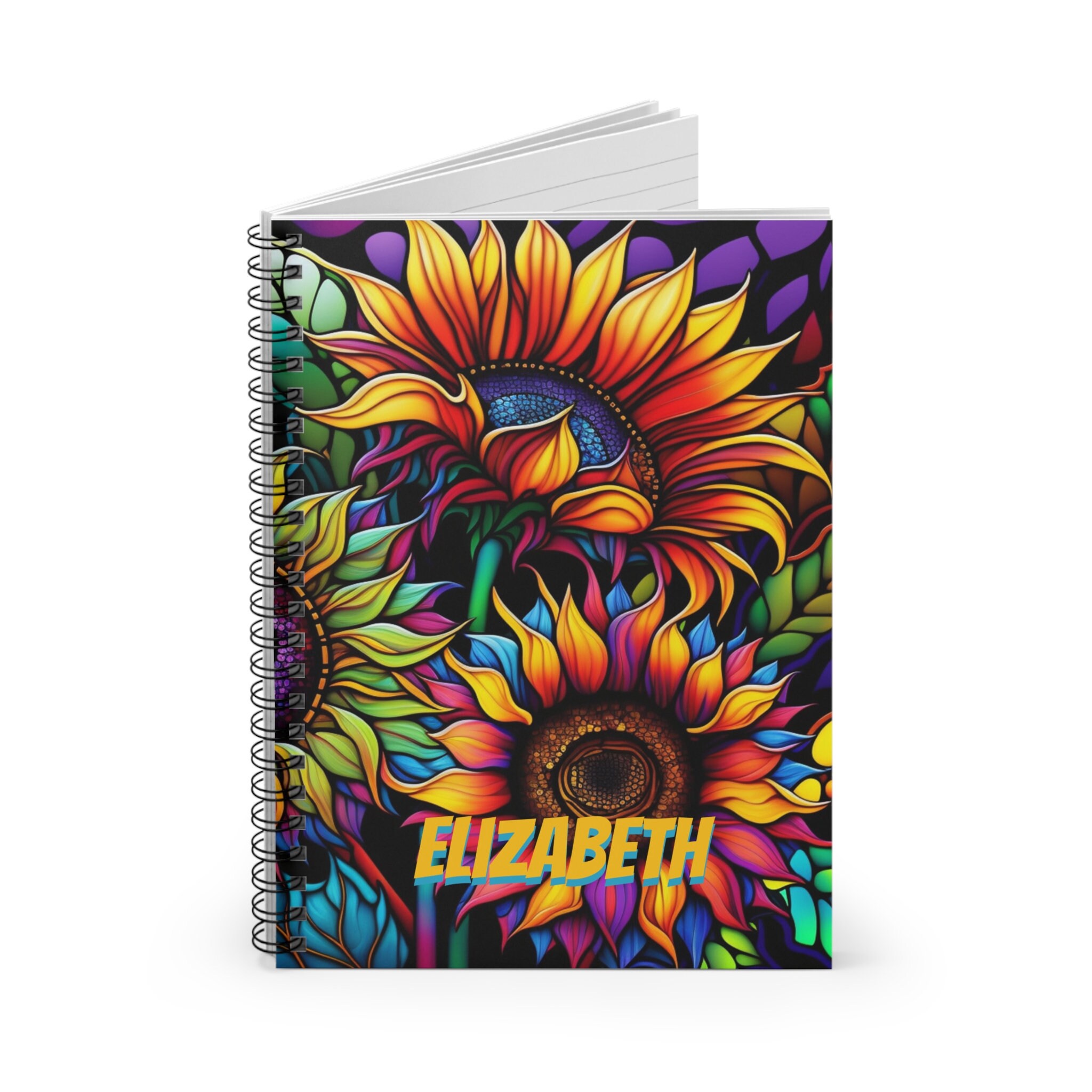 Personalized Sunflower Spiral Notebook - Sunflowers Journal - Colorful ...