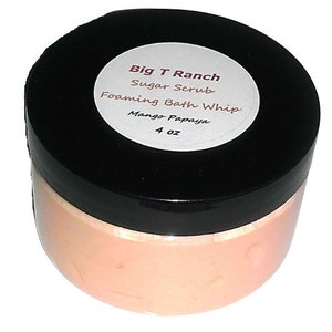 Foaming Bath Butter Whipped Soap - Soap in a Jar - 4 oz - Mango Papaya - FREE U.S. SHIPPING