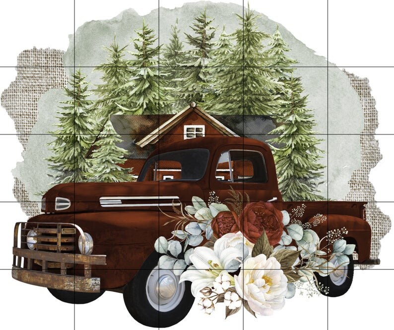 Red Christmas Truck Winter Sublimation Transfer, Ready to Press, Rustic Truck, Sublimation Design, Ready to Use, Holiday Sub, Red Truck image 7