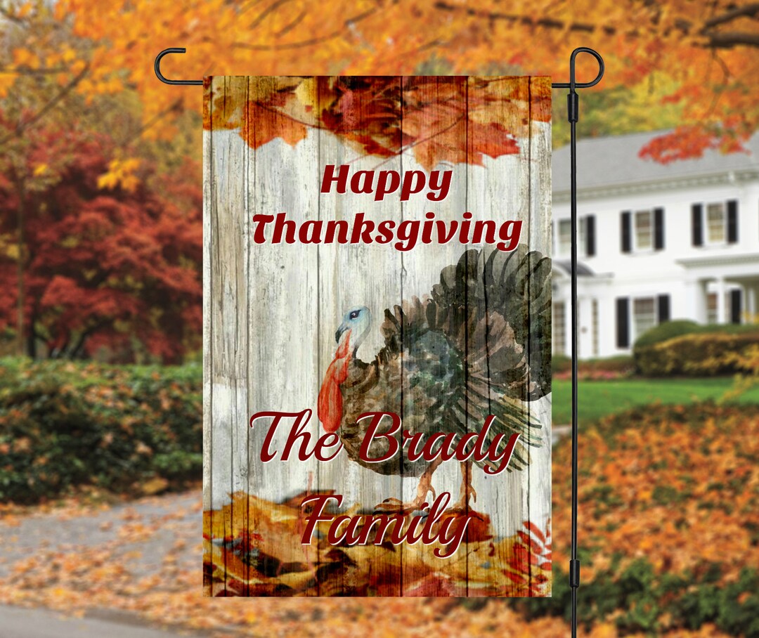 Thanksgiving Turkey Garden Flag, Personalized, Fall Garden Flag, Autumn