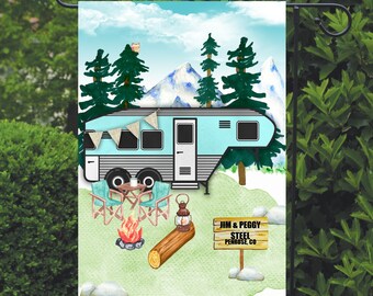 Camping Garden Flag, Personalized, Garden Flag, Name Garden Flag, Camper Decor, Camping Flag, Yard Decor, Yard Decoration, Camper Decor