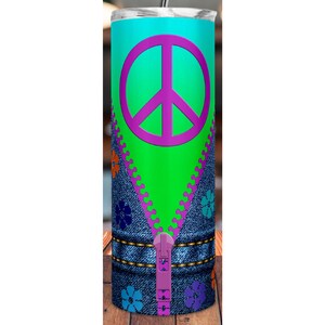 Peace Hippie Tumbler Wrap Ready to Press Sublimation Transfer - 20 oz Straight Tumbler - Hippie, Retro, Tumbler Sublimation, Ready to Use