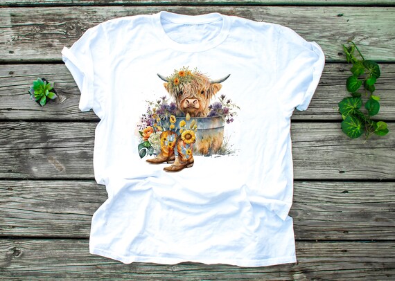 Highland Cow Sublimation Transfer - Ready To Press Design For T-shirts And Blanks