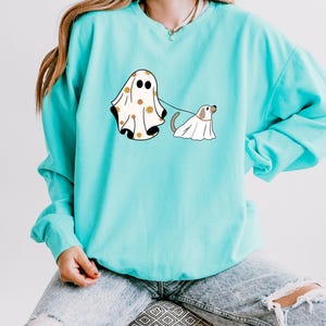 Сute Ghost Dog Shirt, Comfort Colors® Dog Lovers Halloween Gift, Halloween Dog Shirt, Spooky Season, Womens Halloween Shirt, Fall Sweatshirt image 2