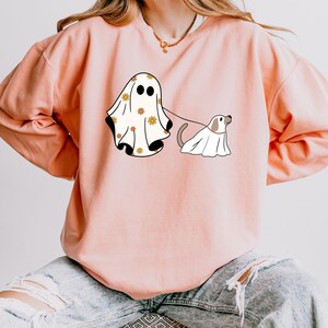 Сute Ghost Dog Shirt, Comfort Colors® Dog Lovers Halloween Gift, Halloween Dog Shirt, Spooky Season, Womens Halloween Shirt, Fall Sweatshirt image 3
