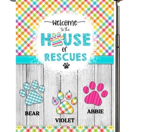 Dog Cat Paw Print Personalized Garden Flag, Rescue Dogs Cats Garden Flag, Pet Yard Decor, Custom Garden Flag, Dog Lover, Dog Mom, Cat Mom
