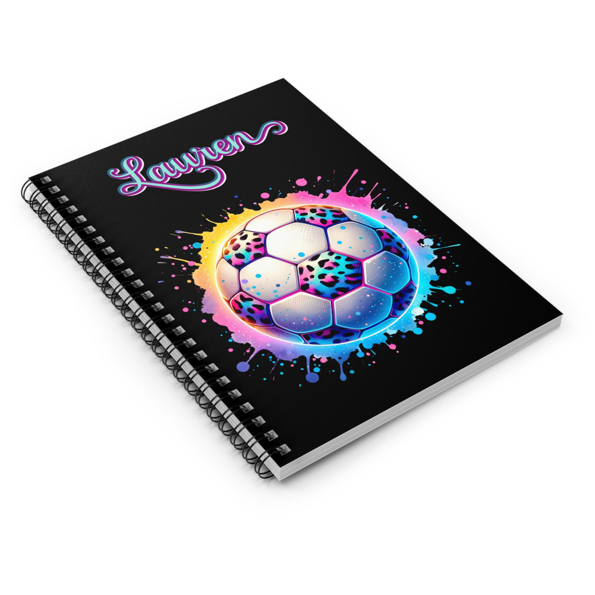Soccer Ball Personalized Spiral Notebook, Soccer Journal, Leopard ...