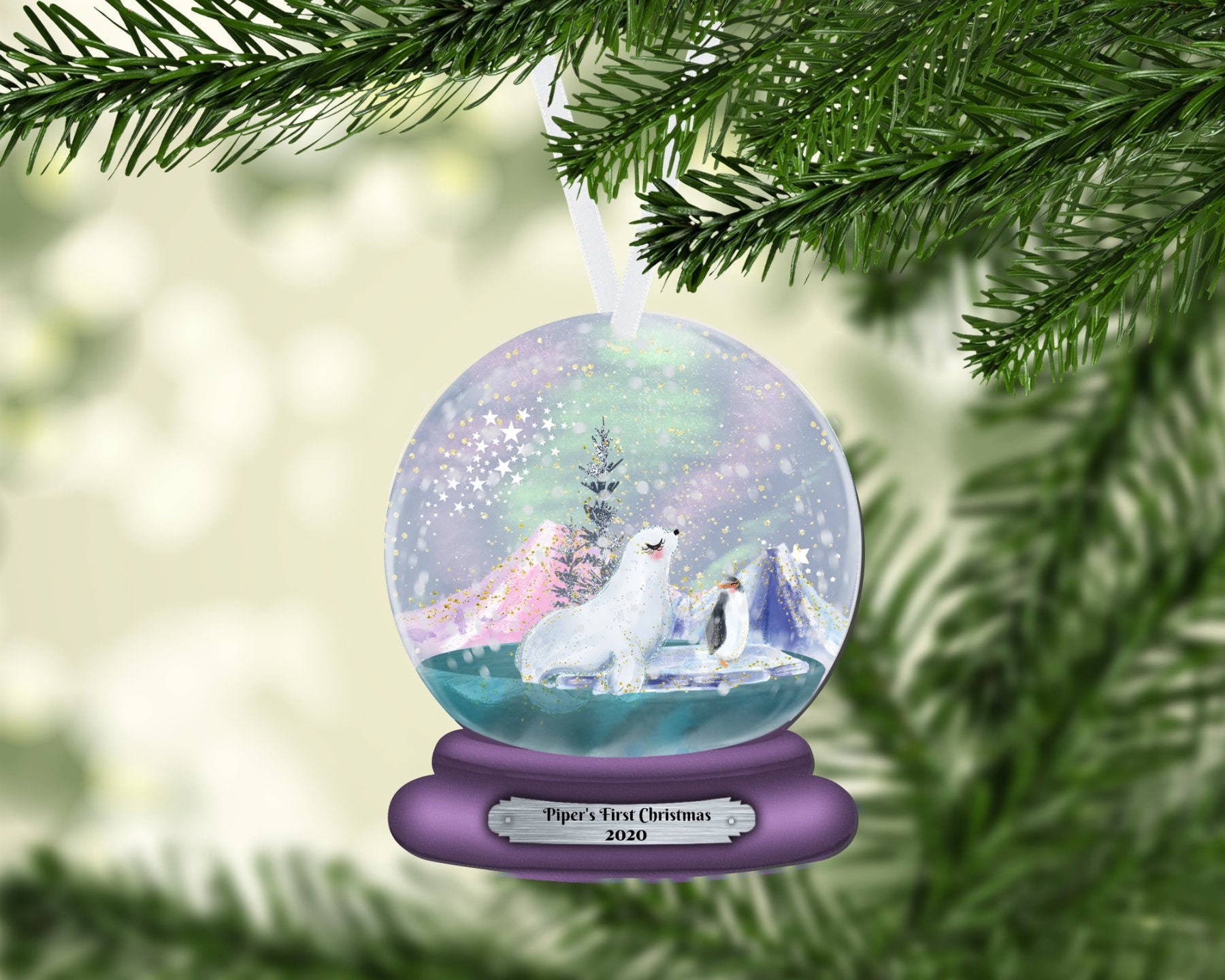 Christmas Globe 2022 Seal And Penguin Artic Christmas Snow Globe Ornament | Etsy Uk