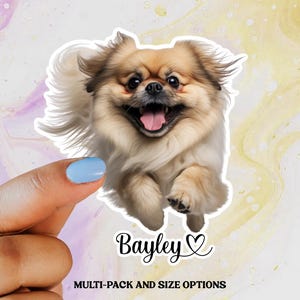 Pekingese Personalized Dog Sticker, Multi-packs and Size Options, Laptop Sticker, Water Bottle Sticker, Pekingese Name Sticker, Dog Lover
