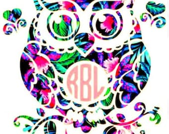 Owl Monogram Vinyl Decal Sticker Die Cut Custom Car Window Laptop Tumbler Water Bottle Bumper - You Choose Size and Color