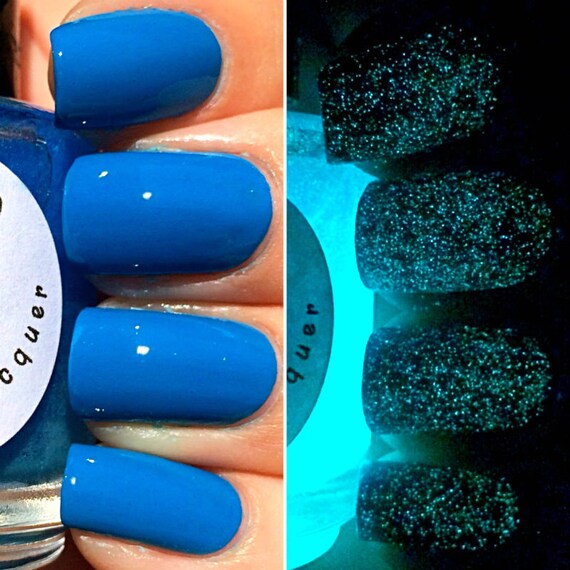 GlowintheDark Nail Polish FREE U.S. SHIPPING Blue Glows Etsy