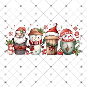 Christmas Coffee Drink Sublimation Transfer, Ready to Press, Coffee Lover Transfer, Snowman Coffee, Hot Cocoa, Hot Chocolate, Ready to Use