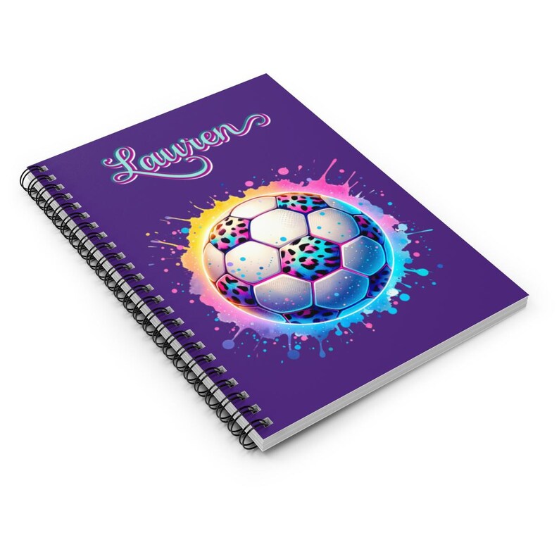 Soccer Ball Personalized Spiral Notebook, Soccer Journal, Leopard ...