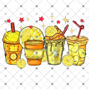 Lemon Coffee Drink Sublimation Transfer, Ready to Press, Lemonade Summer Coffee Lover Transfer, Latte Transfer, Ready to Use, Summertime