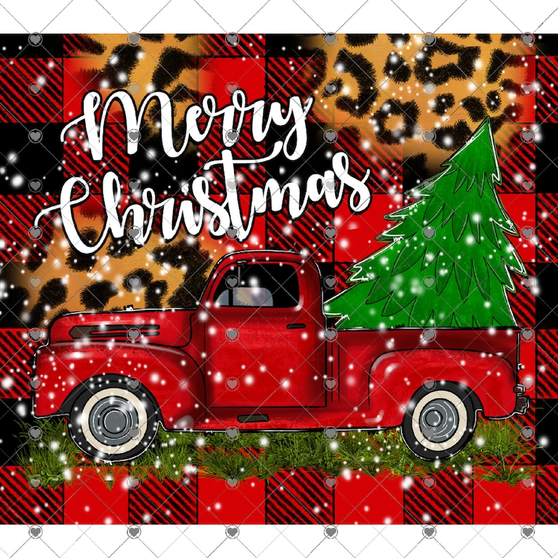 Merry Christmas Truck Tumbler Sublimation Wrap Ready to Etsy