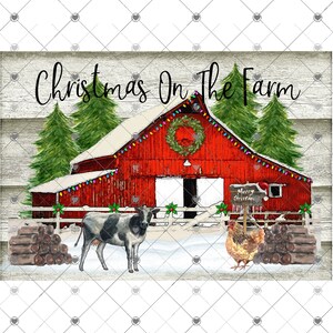 Christmas Barn Sublimation Transfer, Farm Transfer, Barn, Printed Sub, Christmas Cow, Chicken, Sublimation Design Transfer, Ready to Use image 7