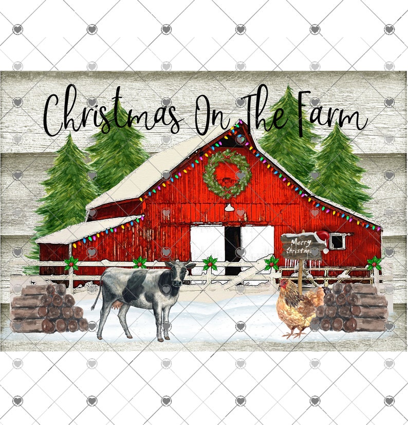 Christmas Barn Sublimation Transfer, Farm Transfer, Barn, Printed Sub, Christmas Cow, Chicken, Sublimation Design Transfer, Ready to Use image 7