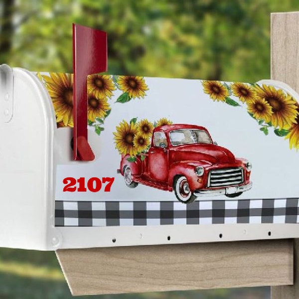 Red Truck Mailbox Cover Etsy