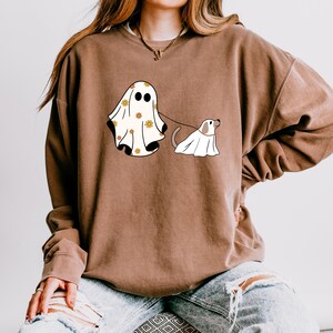 Сute Ghost Dog Shirt, Comfort Colors® Dog Lovers Halloween Gift, Halloween Dog Shirt, Spooky Season, Womens Halloween Shirt, Fall Sweatshirt image 5