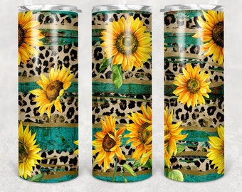 Sunflower Rustic Wood Tumbler Sublimation Transfer, Ready to Press, 20 oz Straight Tumbler, Sunflowers Transfer for Tumbler, Rustic Transfer