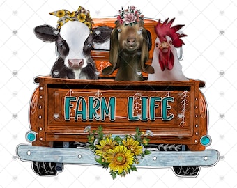 Farm Life Sublimation Transfer, Vintage Truck Sublimation , Cow Sublimation, Farm, Cows, Chicken, Goat Transfer, Cow Lover, Ready to Use