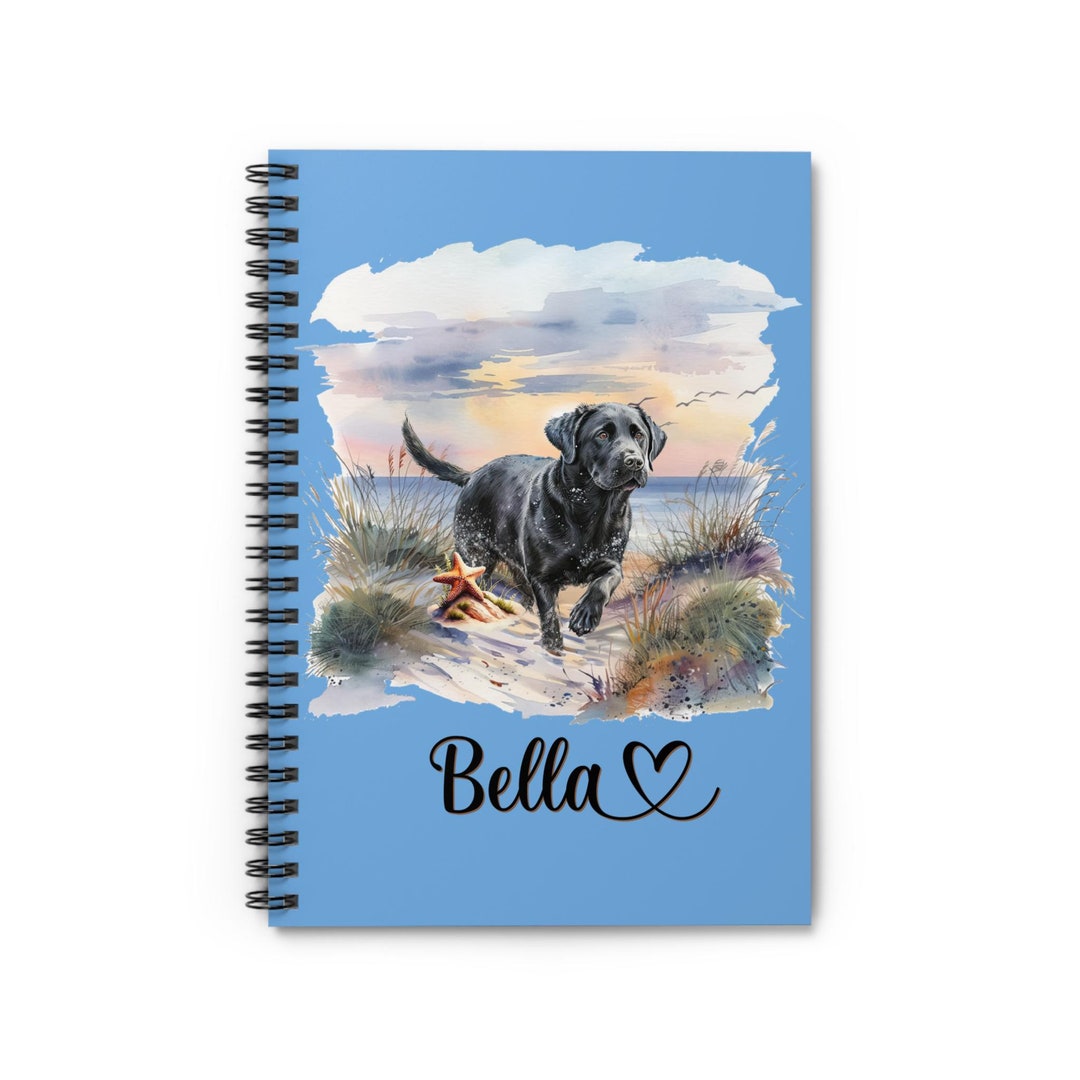 Black Lab Dog Beach Personalized Spiral Notebook, Labrador Retriever ...