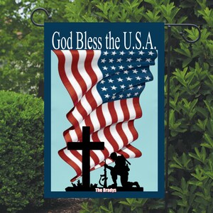 Patriotic Garden Flag Personalized, God Bless the USA Garden Flag, Red White and Blue Flag, Holiday Yard Flag, American Flag Decor