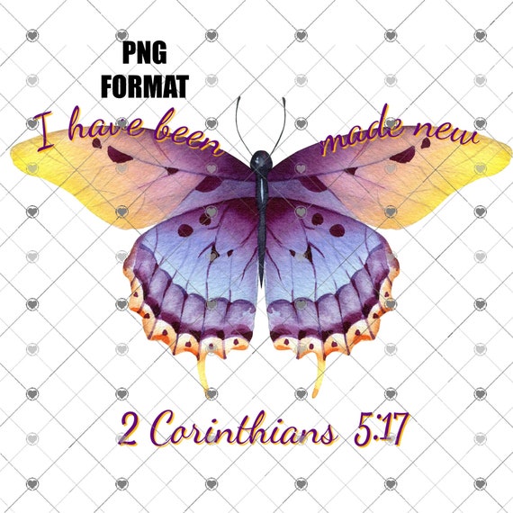 Made New Butterfly PNG Printable Design Bible Verse | Etsy