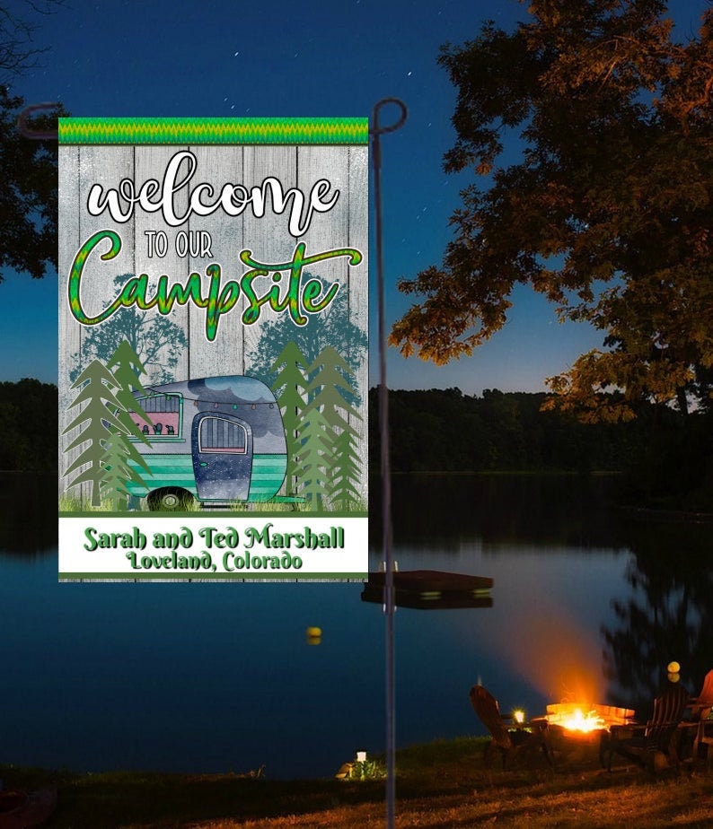 Camping Garden Flag Personalized Garden Flag Name Garden Etsy