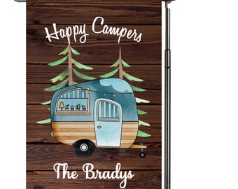 Happy Campers Garden Flag, Camper Garden Flag, Personalized, Name Garden Flag, Camper Decor, Camping Flag, Yard Decoration, Camper Decor