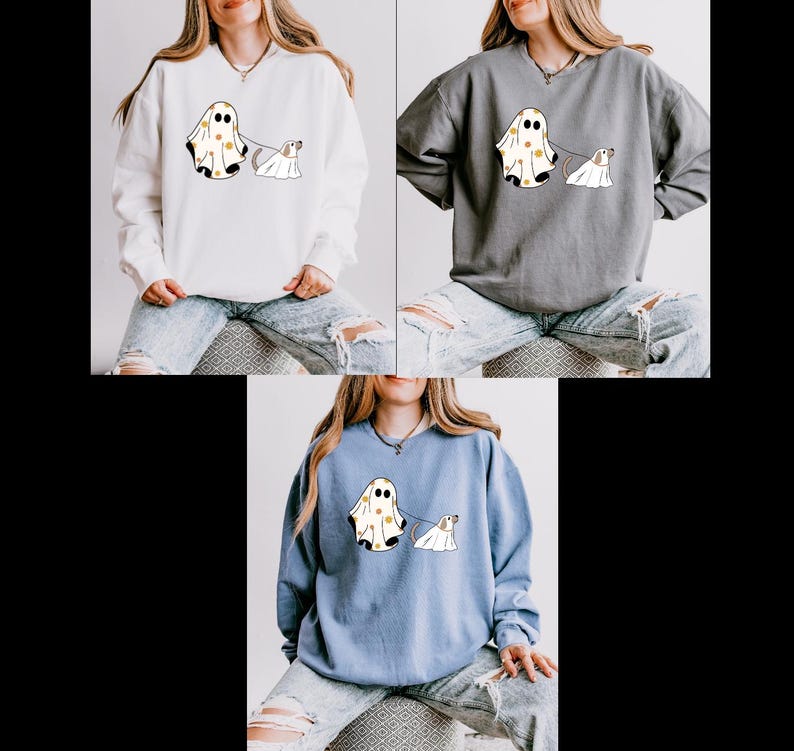 Сute Ghost Dog Shirt, Comfort Colors® Dog Lovers Halloween Gift, Halloween Dog Shirt, Spooky Season, Womens Halloween Shirt, Fall Sweatshirt image 8