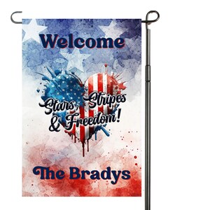 Patriotic Garden Flag Personalized, Stars Stripes Freedom Garden Flag, Red White and Blue Flag, 4th of July Yard Flag, American Flag Decor