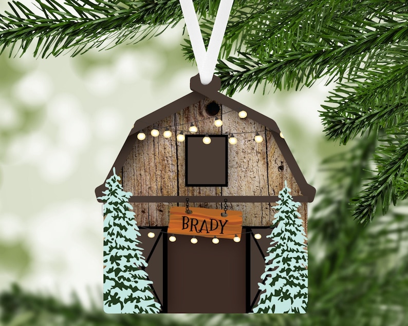 Barn Personalized Christmas Trees Ornament Farm Ornament Etsy