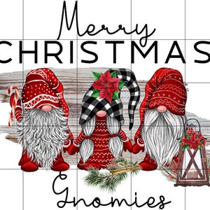 Merry Christmas Gnomies Sublimation Transfer, Christmas Printed Sub Transfer, Gnome Sublimation Design, Ready to Use, Gnome, Gnomes, Holiday image 1