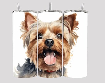Yorkie Tumbler Sublimation Wrap - Ready to Press Sublimation Transfer - 20 oz Straight Tumbler, Dog Mom Printed Transfer, Yorkie Dog Lover