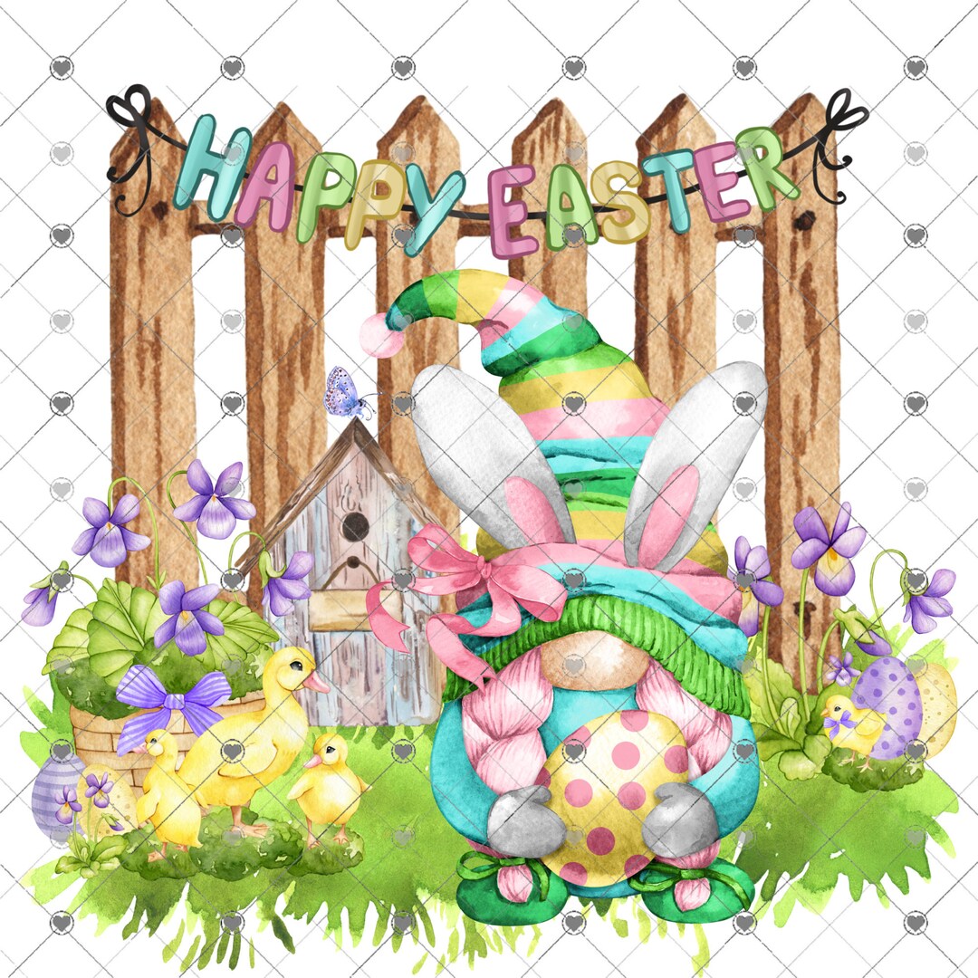 Happy Easter Bunny Gnome Sublimation Transfer, Easter Eggs Spring ...