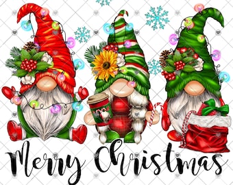 Merry Christmas Gnomes Sublimation Transfer, Christmas Printed Sub Transfer, Snowflake Gnome Sublimation Design, Ready to Use, Holiday