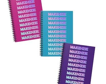 Personalized Name Spiral Notebook, Name Gifts for Kids, Back to School, Personalized School Supplies, Lined Paper Journal, Choose Color
