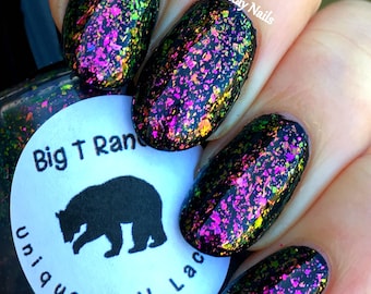 Multichrome Flakie Topcoat - Lake Geneva - Multi-Color Shifting Polish:Custom-Blended Glitter Nail Polish/Indie Lacquer