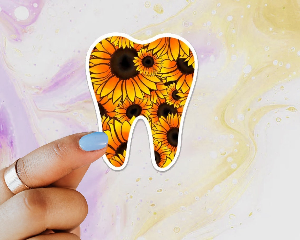 Sunflower Tooth Sticker Tooth Laptop Sticker Water Bottle | Etsy