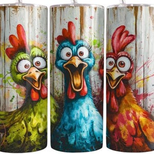 Funny Chickens Tumbler Sublimation Wrap, Ready to Press Sublimation Transfer, 20 oz Straight Transfer, Farm Chicks, Crazy Chicken Lady