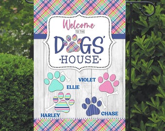 Dog Paw Print Personalized Garden Flag, Rescue Dog Garden Flag, Yard Decor, Pet Yard Decor, Custom Garden Flag, Dog Lover Gift, Dog Mom