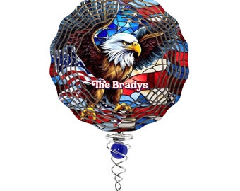 American Flag Eagle Metal Wind Spinner Personalized, Yard Decoration, Patriotic Wind Spinner, Flag Decor, Porch Decoration, Custom Gift