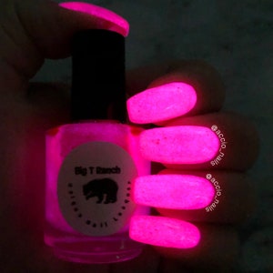 Glow-in-the-Dark Nail Polish, Rose Red, Glows Pink, Pink Moon, Custom Blended, Glow Nails, FREE U.S. SHIPPING, Full Sized Bottle 15ml image 5