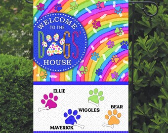 Dog Paw Print Personalized Garden Flag, Rescue Dog Garden Flag, Yard Decor, Pet Yard Decor, Custom Garden Flag, Dog Lover Gift, Dog Mom