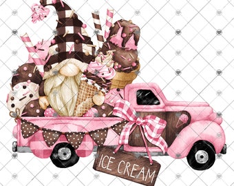 Ice Cream Gnomes Truck Sublimation Transfer - Summer Sublimation Transfer, Ice Cream Transfer, Gnome Sublimation, Gnomes, Summer Shirt DIY